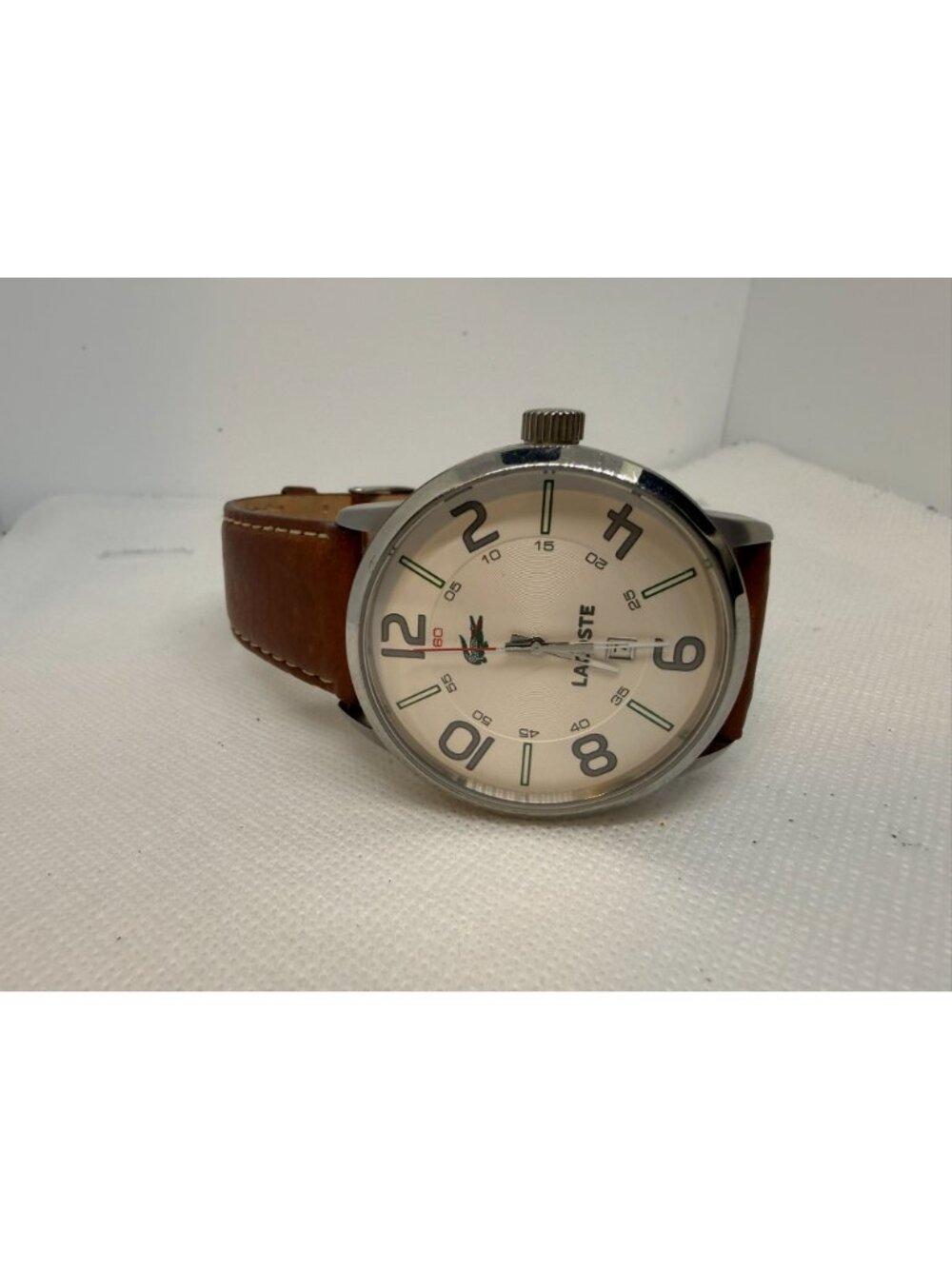 Lacoste Barcelona 2010498 Men's 44mm Cream Dial Brown Leather Quartz Watch - Picture 9 of 13